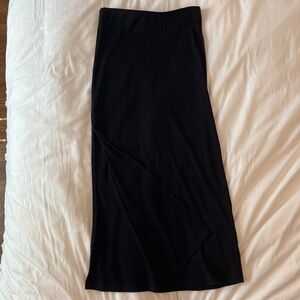 American Eagle Outfitters Black Ribbed Maxi Skirt with Side Panel